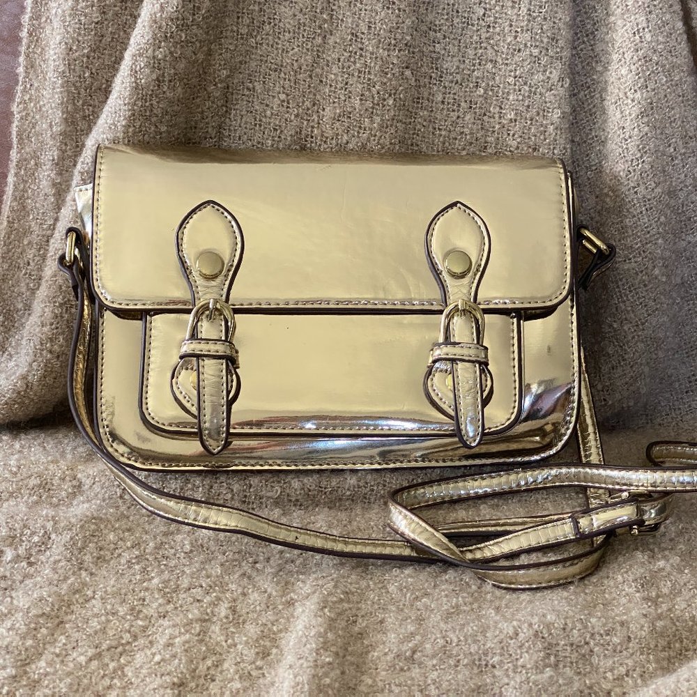 Steven by Steve Madden Light Gold Chrome Crossbody Bag